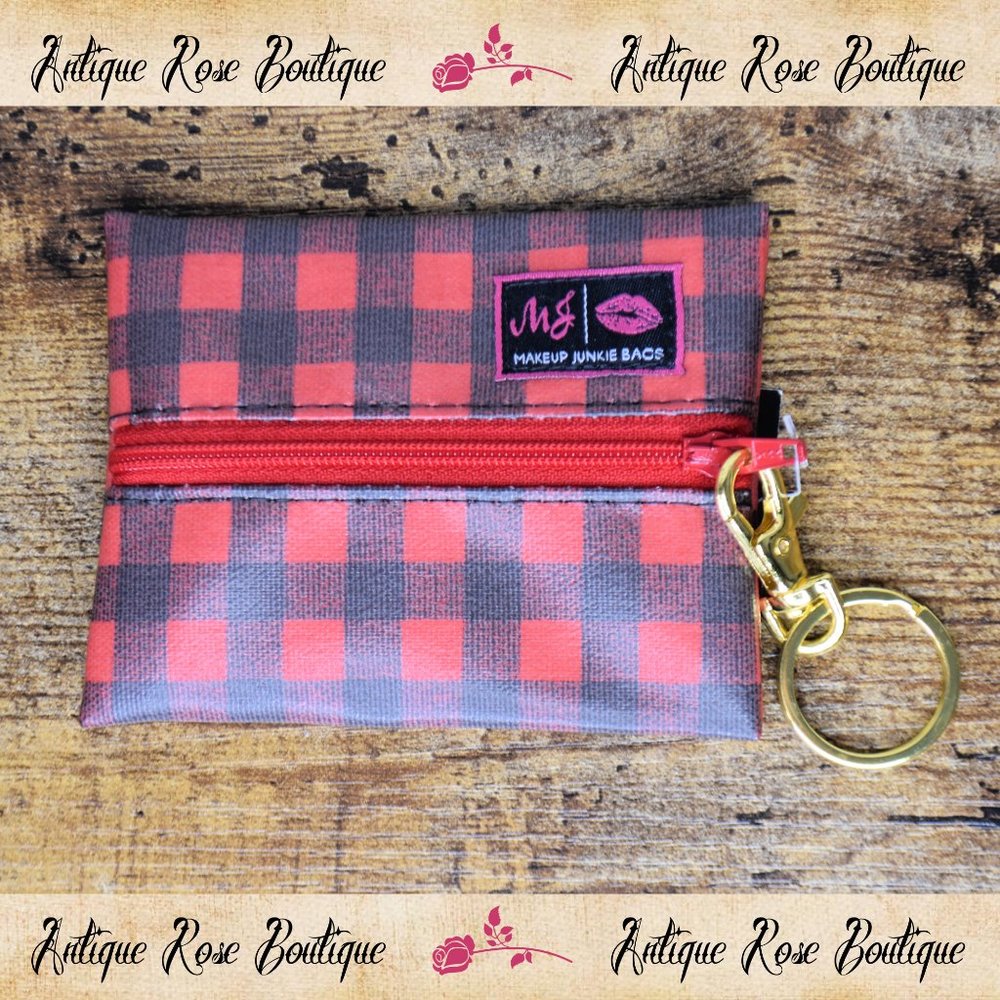 🌹 Makeup Junkie Plaid About You ~ Custom "Exclusive" - Micro w/ Red Zipper